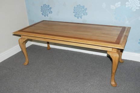 Matching coffee table in American White Oak. Part of a commission.